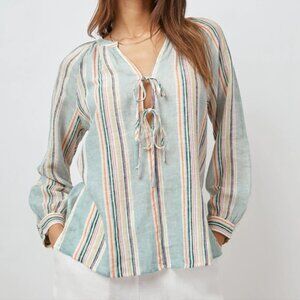Rails Brielle stripe tie front linen blend blouse